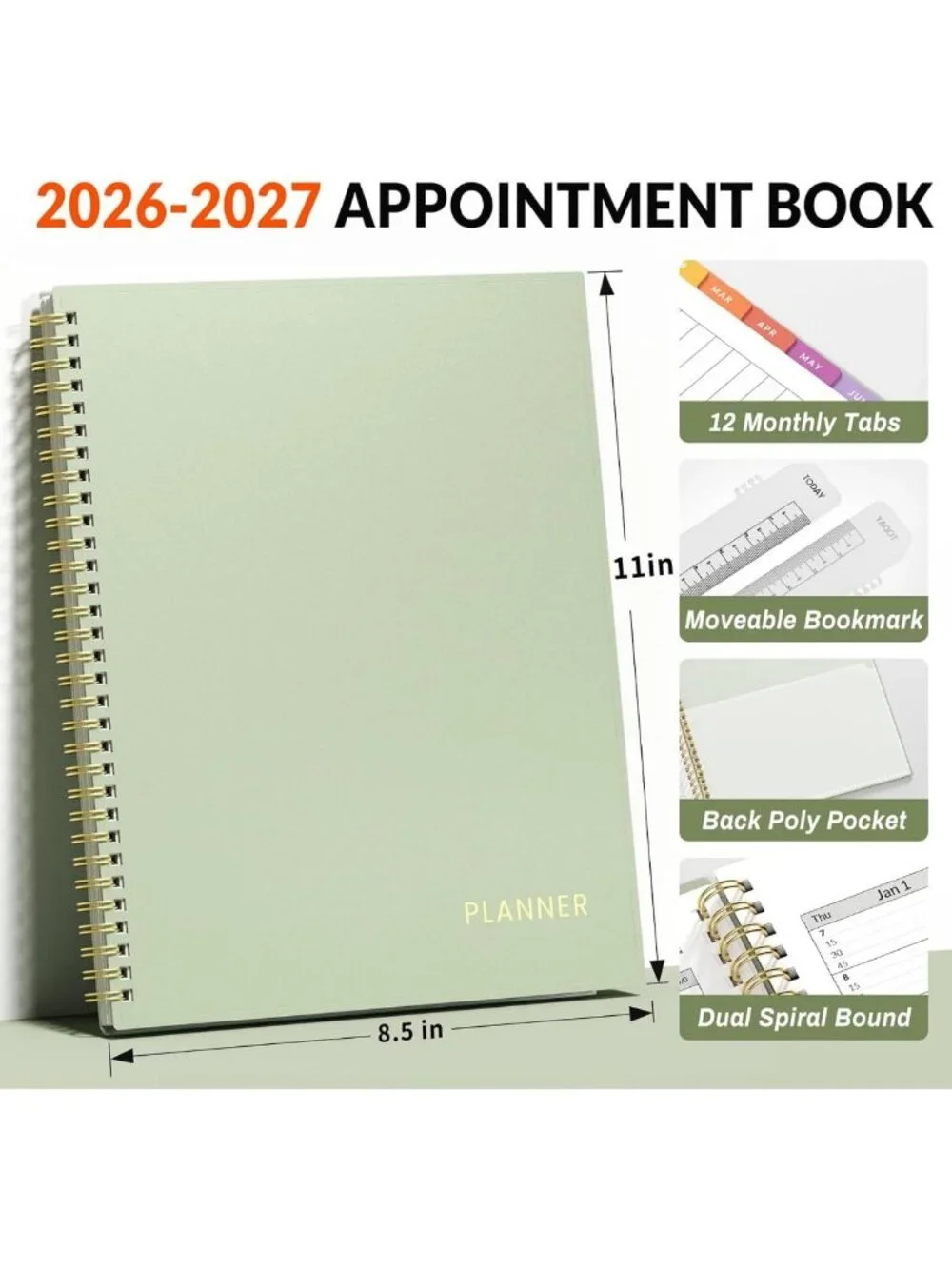 2026-2027 Academic Planner - Weekly & Monthly, Quarter-Hourly, Flexible Cover